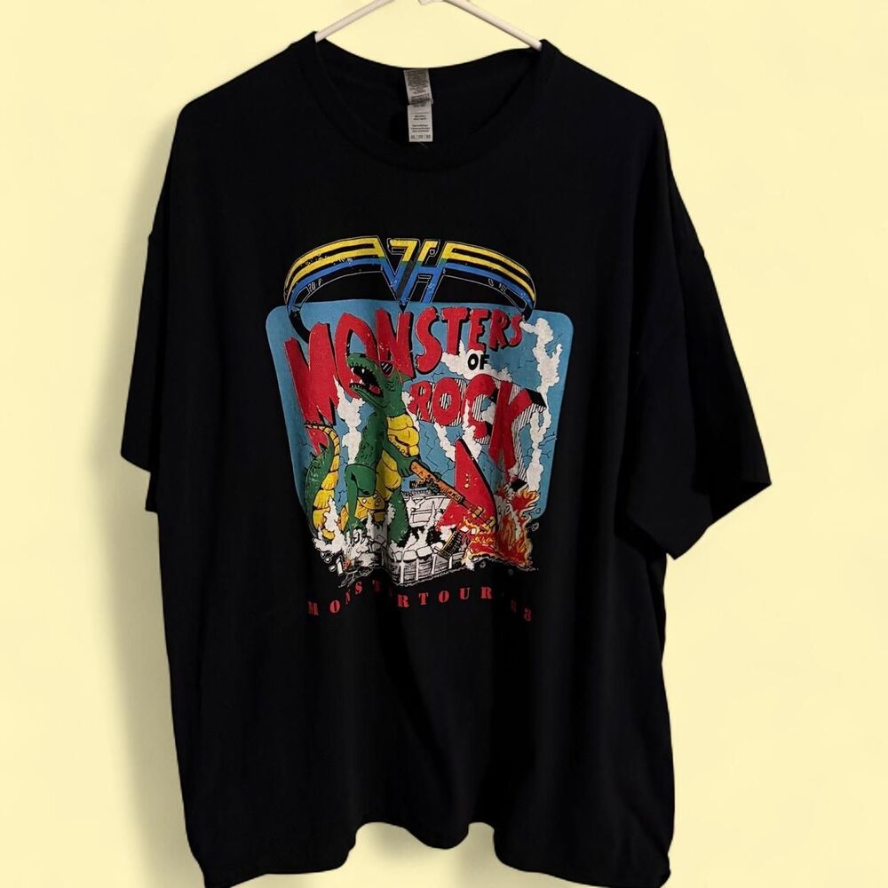 Gildan T-Shirt Unisex 2XL Black Monsters of Rock 1988 Festival Graphic Print